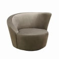 thumbnail image 1 of Pasargad Home Cortina Velvet Upholstered Swivel Base Crescent Chair, Mocha, 1 of 9