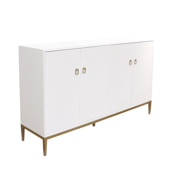 Pasargad Home Victoria Sideboard- 4 Doors- 2 Drawer with Bronze Metal Frame