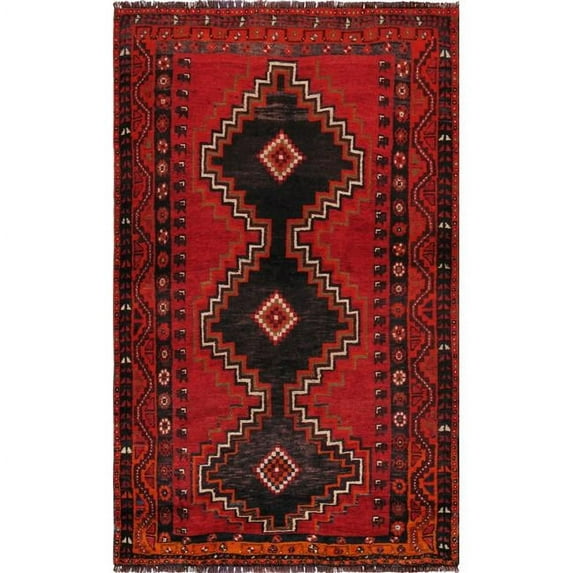 Pasargad Home Vintage Azerbaijan Red Lamb's Wool Area Rug 4' 2" X 7' 2"