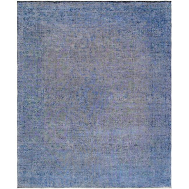 Vintage Blue Hand-Knotted Wool 10' x 14' Area Rug
