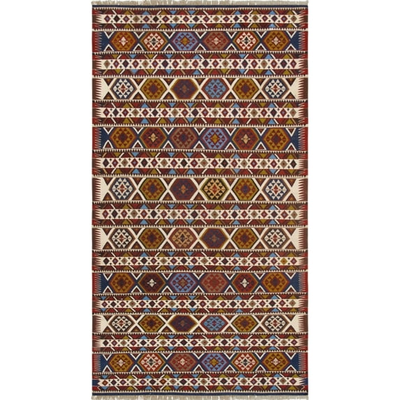 Pasargad Home Vintage Shirvan Collection Multi Lamb's Wool Area Rug- 5' 8" X 10' 8"