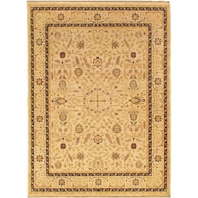 Hand-Knotted Camel and Black Wool Area Rug