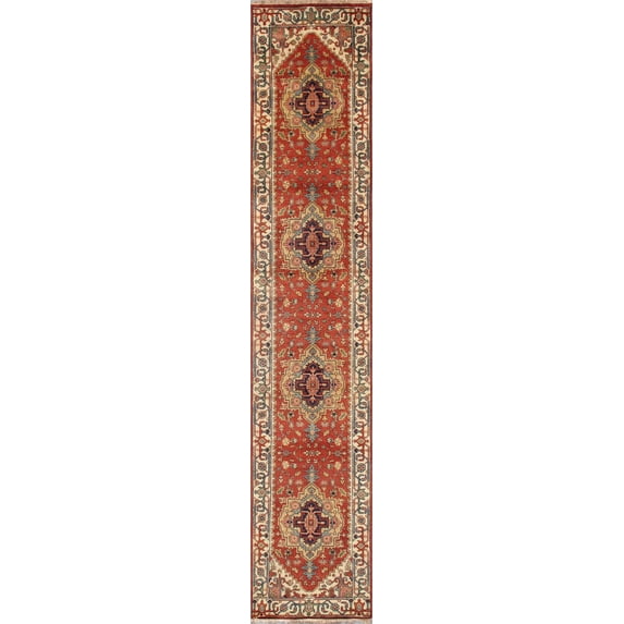 Pasargad Home pb-10b ivo rnr 2.8x8 2 ft. 8 in. x 7 ft. 11 in. Serapi Collection Hand-Knotted Wool Rug