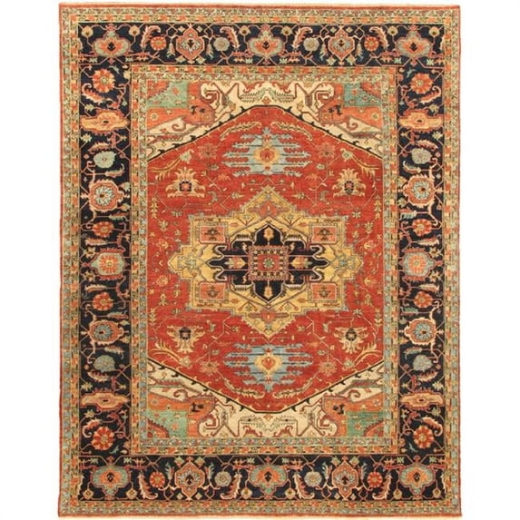 Pasargad Home pjr-4 8x10 Pasargad Home Serapi Collection Hand-Knotted Rust/Navy Lamb's Wool Area Rug- 8' 1' X 10' 1'