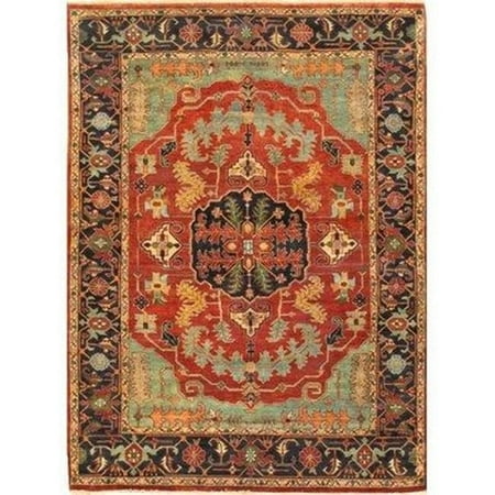 Pasargad Home ps-30 4x6 Ferehan Serapi Collection Hand-Knotted Wool Area Rug, Rust & Navy - 4 ft. x 6 ft. 2 in.