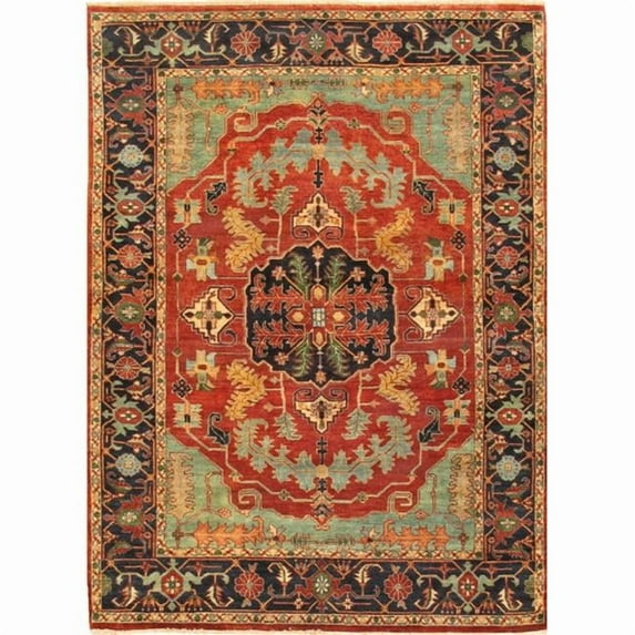 Pasargad Home ps-30 8x10 Pasargad Home Serapi Collection Hand-Knotted Rust/Navy Wool Area Rug- 8' 2' X 10' 2'