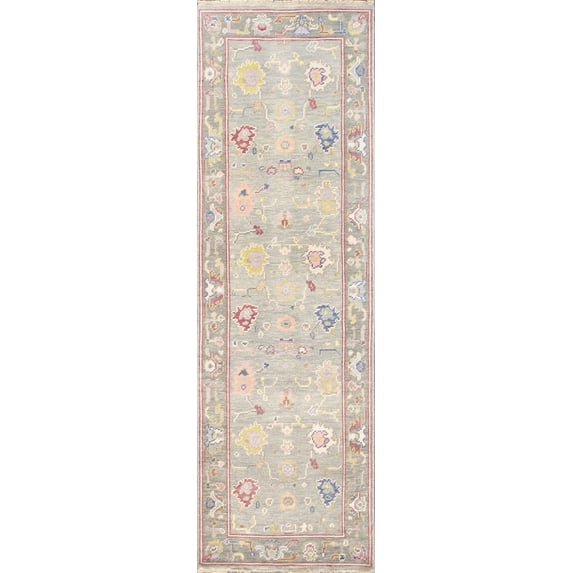 Pasargad Home psf-07 rnr 2.8x10 Pasargad Home Oushak Collection Hand-Knotted Wool Runner- 2' 8' X 10' 0' , Blue/Grey