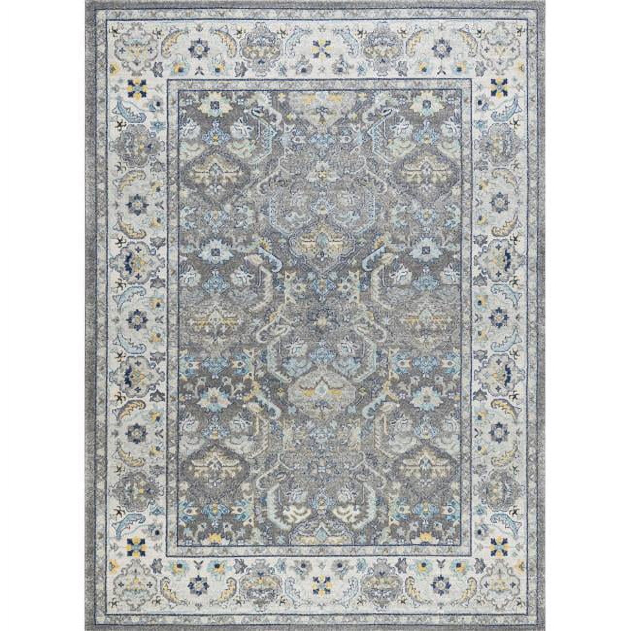 Chelsea Grey and Ivory 5' x 7' Stain-Resistant Synthetic Area Rug