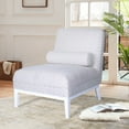thumbnail image 1 of Pasargad Home Firenze Upholstered Cotton Lounge Chair w/ Pillow in White/Silver, 1 of 5