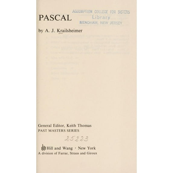 Pre-Owned Pascal American Century Series Paperback A. J. Krailsheimer