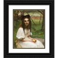 thumbnail image 1 of Pascal-Adolphe-Jean Dagnan-Bouveret 12x14 Black Ornate Wood Framed Double Matted Museum Art Print Titled: A Portrait of a Girl in a White Dress, 1 of 5