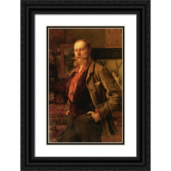 Pascal-Adolphe-Jean Dagnan-Bouveret 13x18 Black Ornate Wood Framed Double Matted Museum Art Print Titled - Portrait of Gustave Courtois (1884)