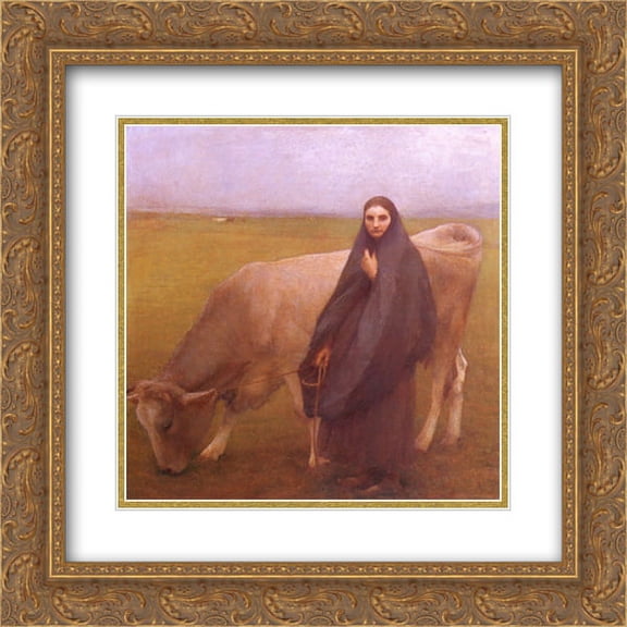 Pascal Adophe Jean Dagnan Bouveret 2x Matted 20x22 Gold Ornate Framed Art Print 'In The Meadow'