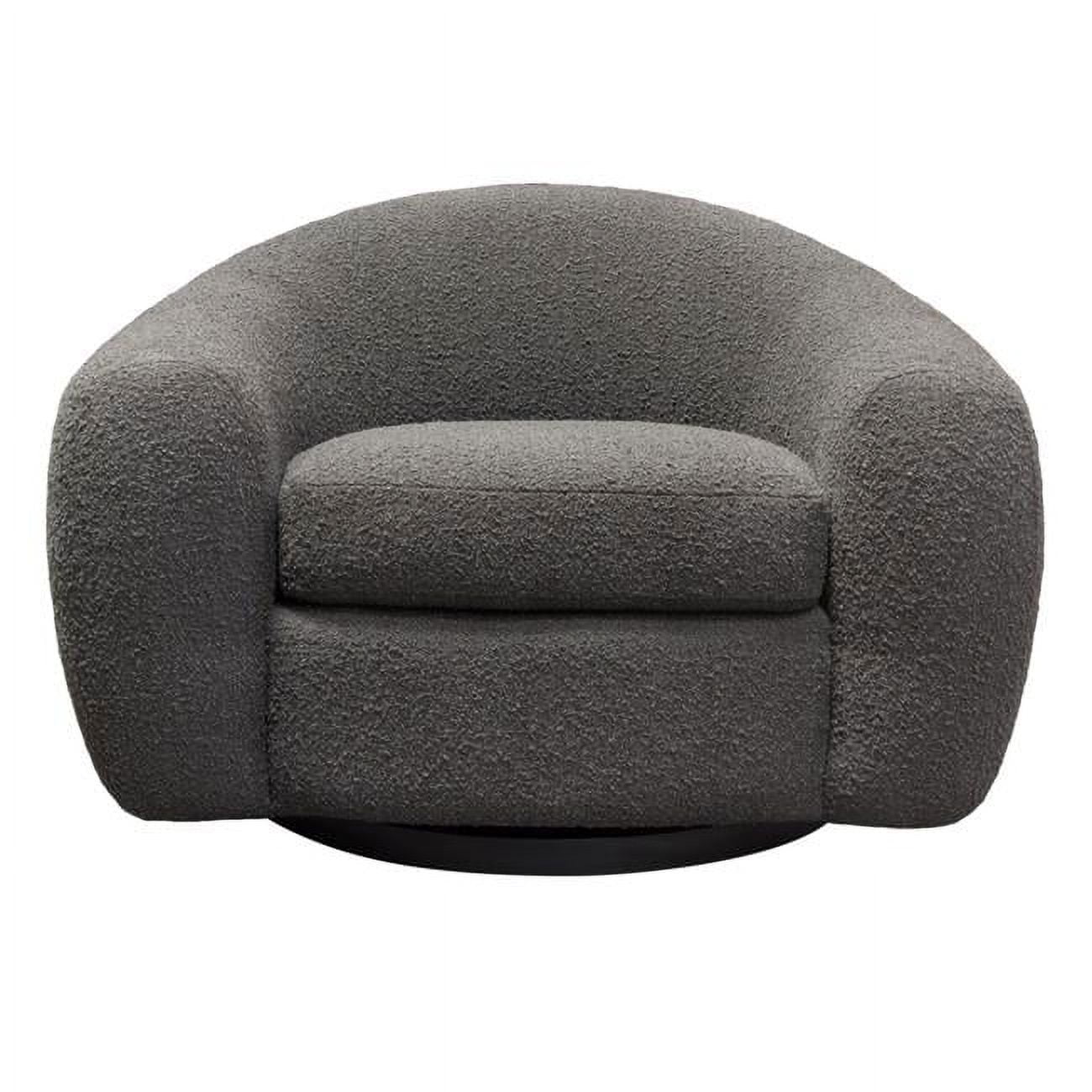 Charcoal Boucle Textured Swivel Barrel Chair