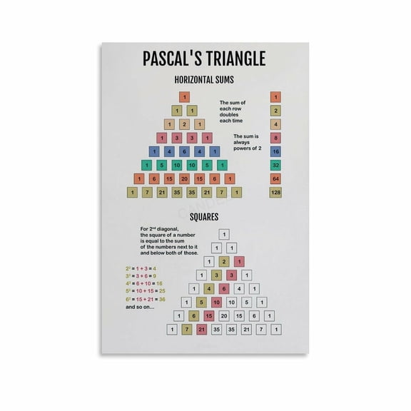 Pascals Triangle And Fibonacci Number Poster Knowledge Educational (1) Canvas Painting Posters And Prints Wall Art for Living Room Bedroom Decor