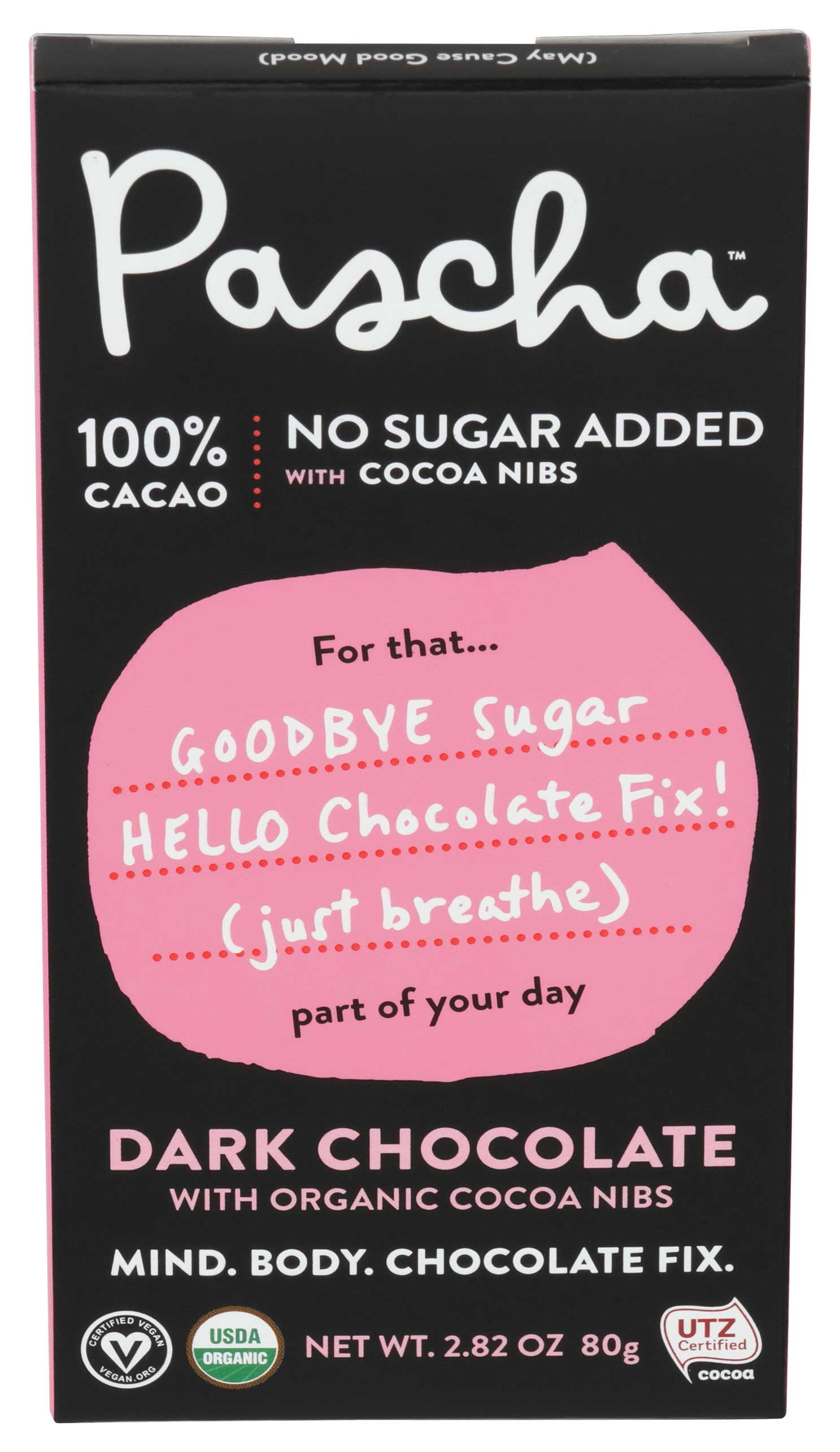 Pascha - Bar Dark Chocolate 100% Nibs - Case of 10-2.82 Oz