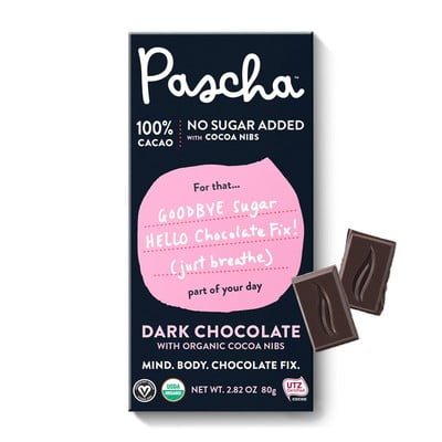 Pascha Chocolate Bar 100% Dark Cacao 2.82 oz (Pack of 10)