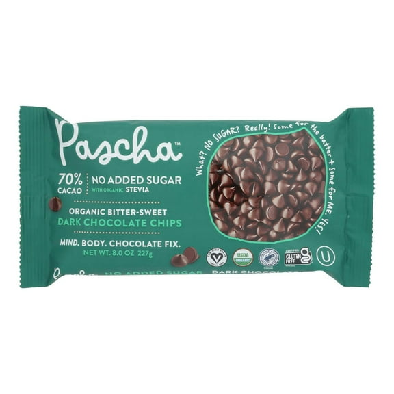 Pascha No Sugar Baking Chocolate Chips 8 oz (Pack Of 6)