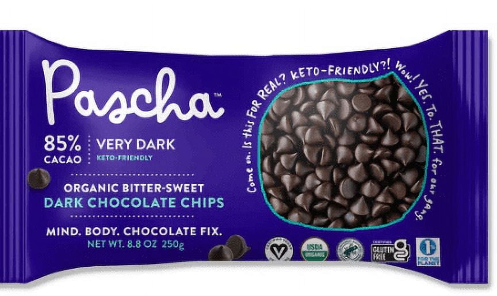Pascha Organic Dark Chocolate Chips 85% Cacao Bittersweet Chocolate -- 8.8 oz Pack of 4