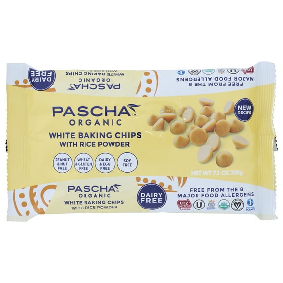 Pascha Organic Rice Milk Chocolate Baking Chips White Chocolate, 7.1 Oz