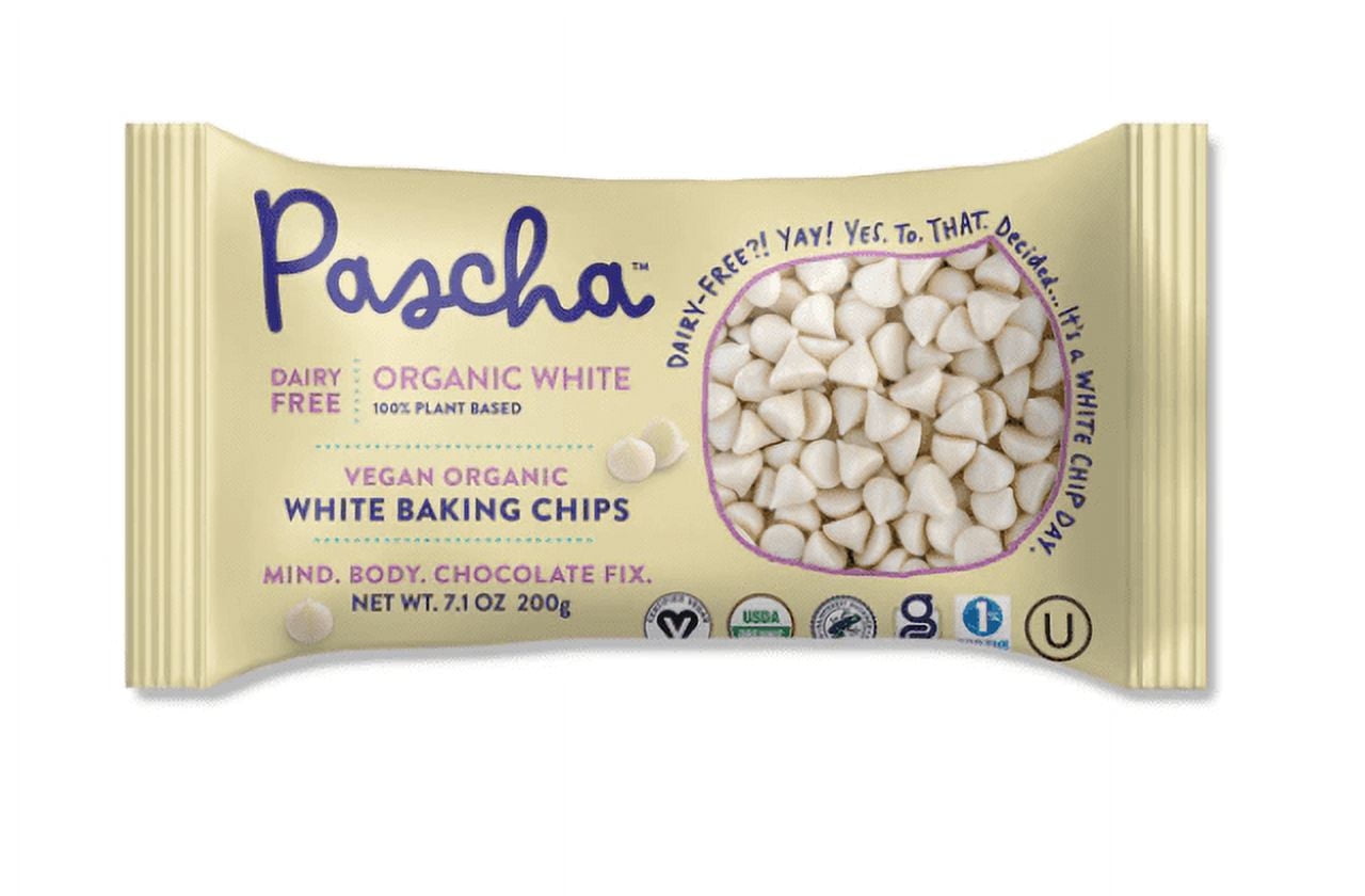 Pascha Organic White Baking Chips with Rice Powder - 7.1 oz Pack of 2