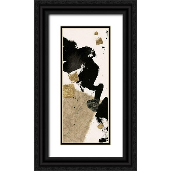 Paschke, Chris 10x18 Black Ornate Wood Framed with Double Matting Museum Art Print Titled - Gilded Collage I on White