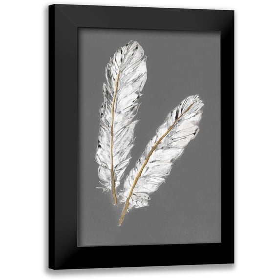 Paschke, Chris 11x14 Black Modern Framed Museum Art Print Titled - Gold Feathers IV on Grey