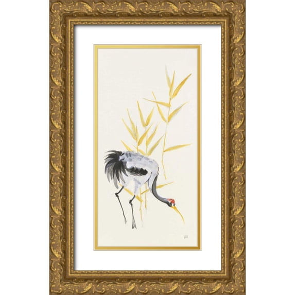 Paschke, Chris 11x18 Gold Ornate Wood Framed with Double Matting Museum Art Print Titled - Crane Reeds II