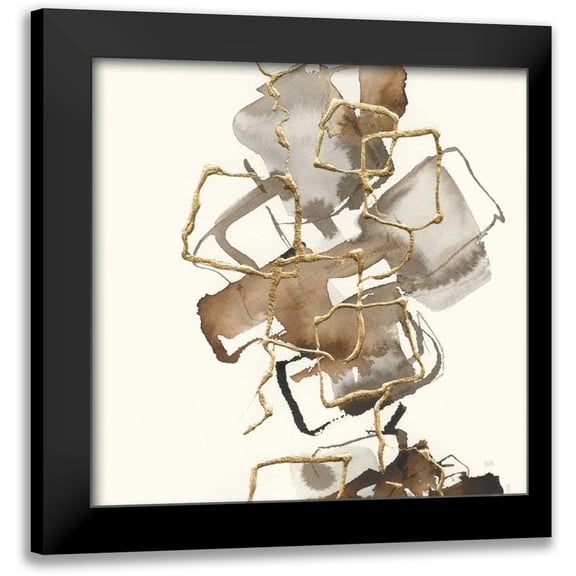 Paschke, Chris 12x12 Black Modern Framed Museum Art Print Titled - Gold Squares I