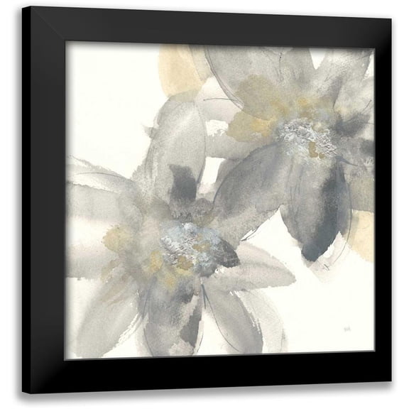 Paschke, Chris 12x12 Black Modern Framed Museum Art Print Titled - Gray and Silver Flowers II