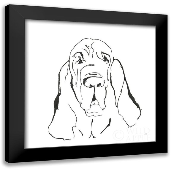 Paschke, Chris 12x12 Black Modern Framed Museum Art Print Titled - Line Dog Bloodhound I