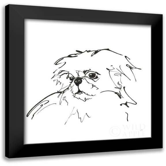 Paschke, Chris 12x12 Black Modern Framed Museum Art Print Titled - Line Dog Pekingese