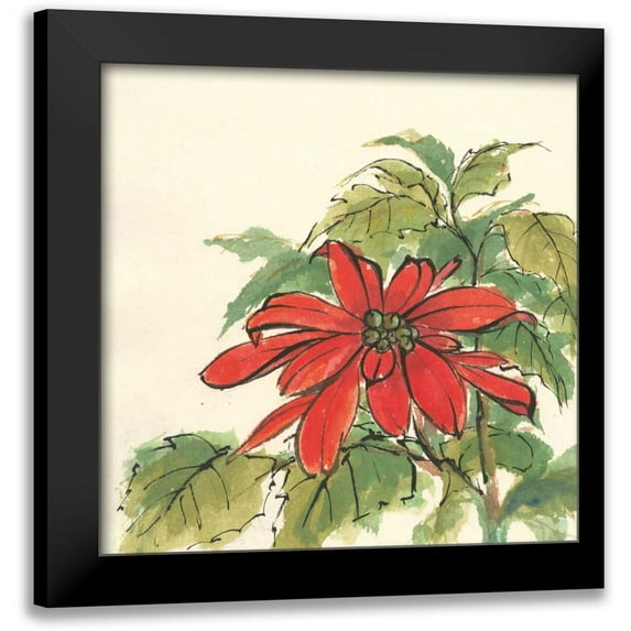 Paschke, Chris 12x12 Black Modern Framed Museum Art Print Titled - Poinsettia I