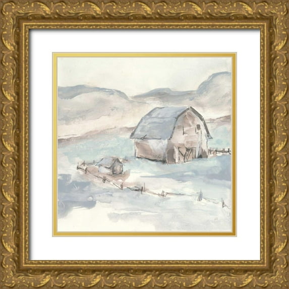 Paschke, Chris 12x12 Gold Ornate Wood Framed with Double Matting Museum Art Print Titled - Barn IV