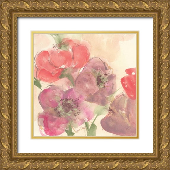 Paschke, Chris 12x12 Gold Ornate Wood Framed with Double Matting Museum Art Print Titled - Coral Blooms II