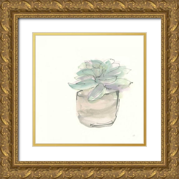Paschke, Chris 12x12 Gold Ornate Wood Framed with Double Matting Museum Art Print Titled - Succulent IV