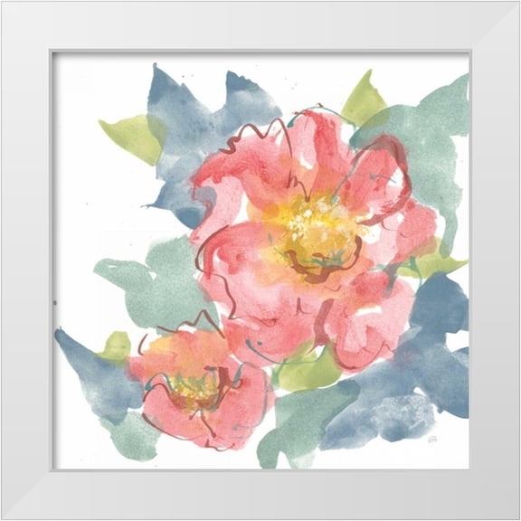 Paschke, Chris 12x12 White Modern Wood Framed Museum Art Print Titled - Peony in the Pink II on White