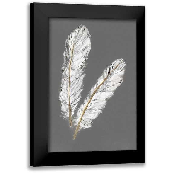 Paschke, Chris 13x18 Black Modern Framed Museum Art Print Titled - Gold Feathers IV on Grey