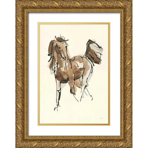 Paschke, Chris 14x18 Gold Ornate Wood Framed with Double Matting Museum Art Print Titled - Sketchy Horse VI