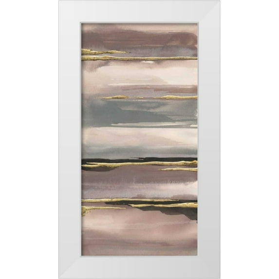 Paschke, Chris 14x24 White Modern Wood Framed Museum Art Print Titled - Gilded Morning Fog IV Gold
