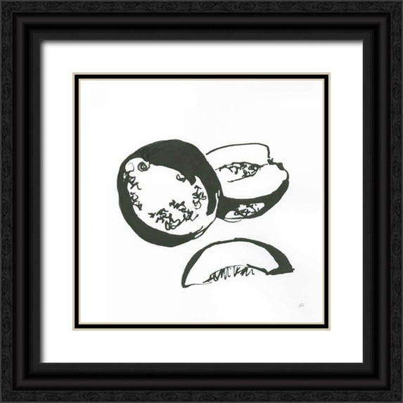 Paschke, Chris 15x15 Black Ornate Wood Framed with Double Matting Museum Art Print Titled - Cantaloupe II BW