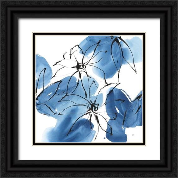 Paschke, Chris 15x15 Black Ornate Wood Framed with Double Matting Museum Art Print Titled - Indigo Neutrals I