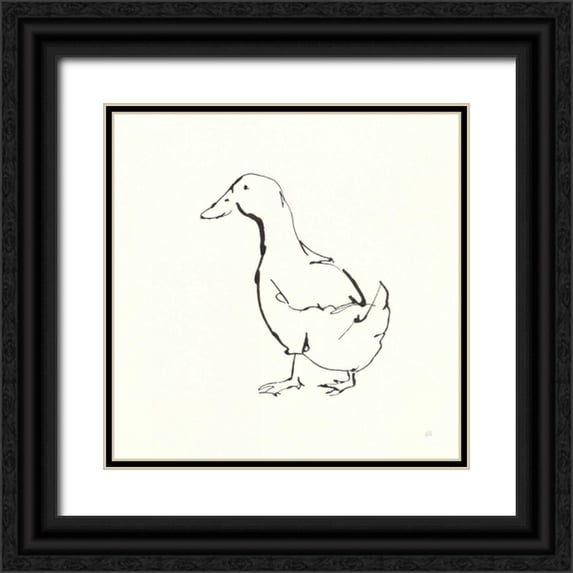 Paschke, Chris 15x15 Black Ornate Wood Framed with Double Matting Museum Art Print Titled - Line Duck I