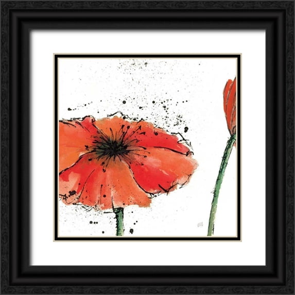 Paschke, Chris 15x15 Black Ornate Wood Framed with Double Matting Museum Art Print Titled - Not a California Poppy III on White