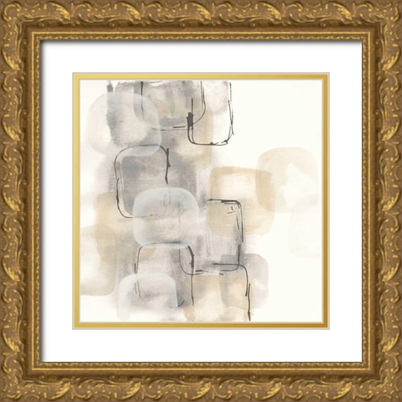Paschke, Chris 15x15 Gold Ornate Wood Framed with Double Matting Museum Art Print Titled - Neutral Stacking II