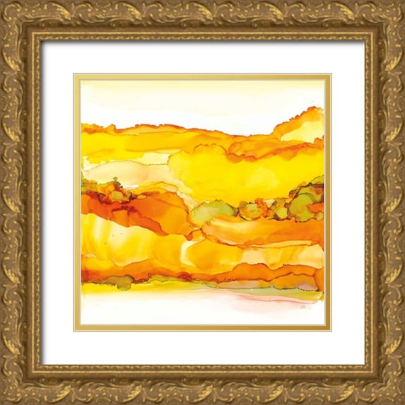 Paschke, Chris 15x15 Gold Ornate Wood Framed with Double Matting Museum Art Print Titled - Yellowscape II