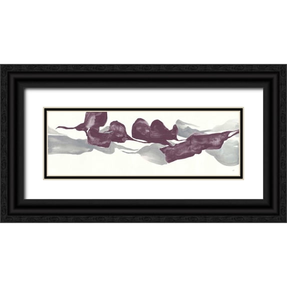Paschke, Chris 18x9 Black Ornate Wood Framed with Double Matting Museum Art Print Titled - Plum and Gray IV