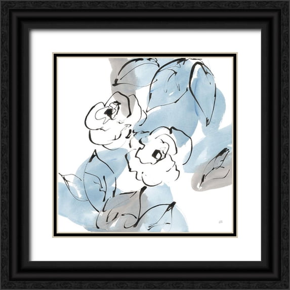 Paschke, Chris 20x20 Black Ornate Wood Framed with Double Matting Museum Art Print Titled - Blue Neutrals I
