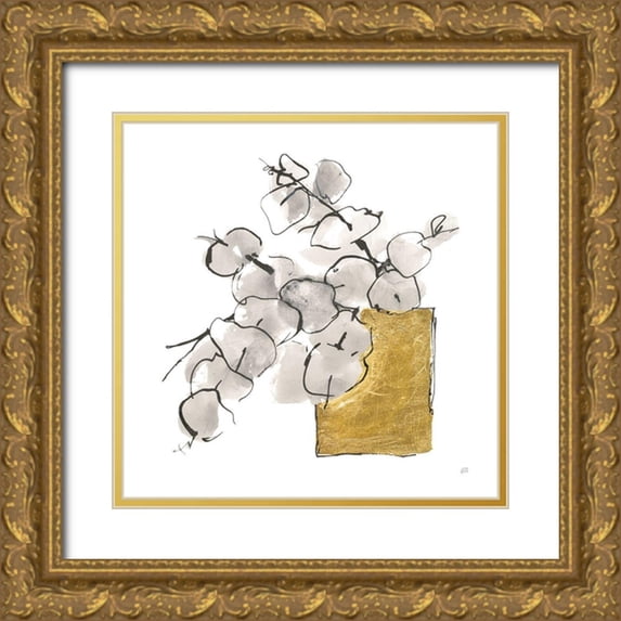 Paschke, Chris 20x20 Gold Ornate Wood Framed with Double Matting Museum Art Print Titled - Delicate Gilded Vase IV