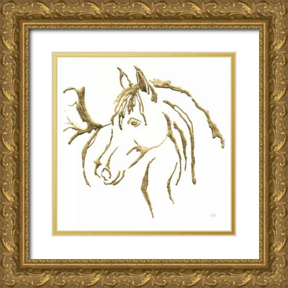 Paschke, Chris 20x20 Gold Ornate Wood Framed with Double Matting Museum Art Print Titled - Gilded Mare on White